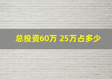 总投资60万 25万占多少